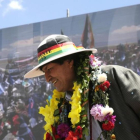 El presidente de Bolivia, Evo Morales, durante la inaugiración del museo que ensalza su figura en Orinoca (Bolivia).