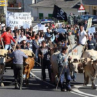 Los manifestantes recorrieron el Puente de Sanabria para protestar por el Plan de Ordenación