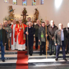 García Sánchez con los cofrades el día de Santa Bárbara.