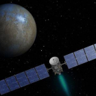Simulación artística de la sonda estadounidense Dawn en órbita alrededor de Ceres.