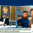 Captura de TV que muestra a Nicolás Maduro, junto a los retratos de Airan Berry y Luke Denma. EFE