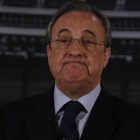 Florentino Pérez, en una comparecencia reciente en el Bernabéu.