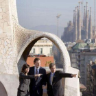 La presidenta del PPC, Sánchez Camacho, Rajoy y el portavoz municipal Fernández Díaz.