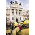 Concentración que tuvo ayer lugar frente al Ministerio.