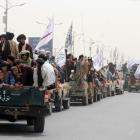 Imagen de la manifestación talibán por los dos años del régimen. STR