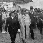 El jefe del Estado de entonces, Francisco Franco, en la inauguración del embalse de Luna en 1956. DL