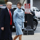 Donald Trump y su esposa, Melania, llegan al Capitolio, minutos antes de celebrarse la toma de posesión como Presidente de los EEUU.
