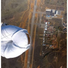 Pistas aéreas de León a vista de globo aerospacial.