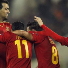 Los jugadores de España celebran uno de los cuatro goles que le endosó La Roja a Bielorrusia.