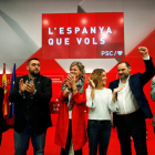 Iceta, Lamuà, Mínguez, Batet, Ábalos y Ruiz durante el Consejo Nacional del PSC. ALEJANDRO GARCÍA