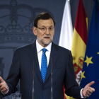 El presidente del Gobierno, Mariano Rajoy, durante su comparecencia de ayer.