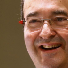 El primer secretario del PSC, Miquel Iceta, este lunes en un desayuno informativo en Madrid.