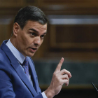 Pedro Sánchez, ayer, en el debate del Congreso de los Diputados. EMILIO NARANJO