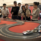 Algunos de los míticos modelos de la firma Scalextric.