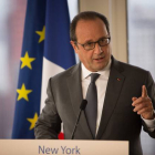 François Hollande, durante una rueda de prensa sobre Siria, el lunes en Nueva York.