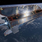 Simulación en vuelo del satélite GOCE, de la ESA, dedicado a la analizar las diferencias de gravedad en la superficie terrestre.