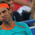 Rafael Nadal, con cara de decepción tras caer ante Andy Murray en una de las semifinales de Abu Dabi, su debut esta temporada.
