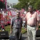 Cándido Méndez y José María Fidalgo antes de comenzar los discursos tras la manifestación