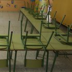 Un aula vacía en un colegio de León. JESÚS F. SALVADORES