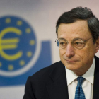 El presidente del BCE, Mario Draghi, durante su intervención en una rueda de prensa.