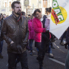 Tudanca durante la manifestación de ayer en Sanabria. MONTESINOS