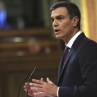 El Presidente del Gobierno y Secretario General del PSOE, Pedro Sanchez, en el Congreso de los Diputados