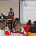 Mercedes García, Manuel Díez y Carmen González, en la conferencia de ayer.