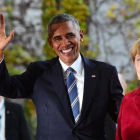 Barack Obama y Angela Merkel en Berlín.