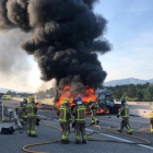 Accidente en la AP-7 en Capmany (Alt Empordà) en el que ha resultado muerto el conductor de un camión.