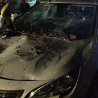 En coche en el que viajaba la mujer y tres niños.