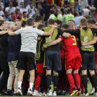 Los componentes de la selección belga celebran su paso a las semifinales del Mundial.