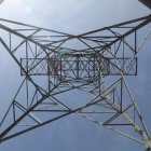 Una torreta de Red Eléctrica, empresa que distribuye la electricidad en España.