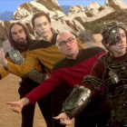 De izquierda a derecha, Kunal Nayyar, Jim Parsons, Johnny Galecki y Simon Helberg, protagonistas de 'Big Bang Theory', en una escena de la serie.