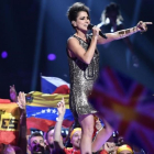 La española Barei, en plena actuación en el Festival de Eurovisión.