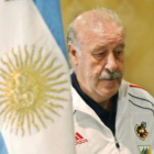 Vicente del Bosque en la rueda de prensa en Buenos Aires.