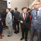 La alcaldesa y Olegario Ramón, en las esquinas, con Folgueral en las fiestas de la Encina
