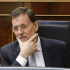 El presidente del Ejecutivo, Mariano Rajoy, durante la sesión de control al Gobierno.