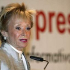 María Teresa Fernández de la Vega durante el desayuno de Europa Press