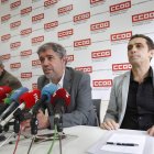 Xosepe Vega, Unai Sordo y Vicente Andrés, ayer en CC OO. JESÚS