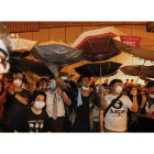 Un grupo de activistas del movimiento Occupy Central.