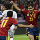 Jesús Navas celebra su gol ante Chile a pase de Pedro que en el minuto 91 permitía a España rescatar un empate en el marcador.