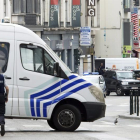 Miembros de las fuerzas especiales de seguridad belgas, en el centro de Bruselas.