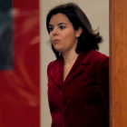 Soraya Sáenz de Santamaría durante una rueda de prensa. HIDALGO