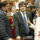 Junqueras, Puigdemont, Romeva y Forcadell en una imagen de archivo en el Parlamento catalán. DALMAU