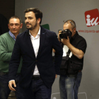 El líder Unidad Popular-Izquierda Unida, Alberto Garzón, tras su intervención.