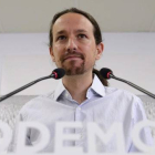 El secretario general de Podemos, Pablo Iglesias, este lunes, 28 de septiembre, en Madrid.
