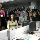 Zapatero en su visita a las instalaciones de la sede provisional del Inteco