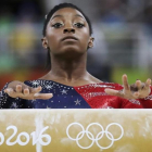 La gimnasta estadounidense, Simone Biles, durante los Juegos Olímpicos de Río 2016.