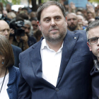 Carme Forcadell, Oriol Junqueras y Josep María Jové, en una imagen de archivo. ANDREU DALMAU