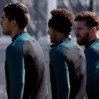 Luis Suárez, Neymar y Leo Messi creen en la remontada. ESTÉVEZ